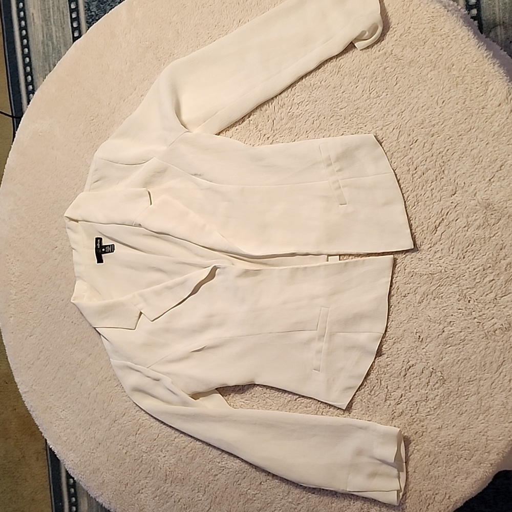 Aqua linen white blazer